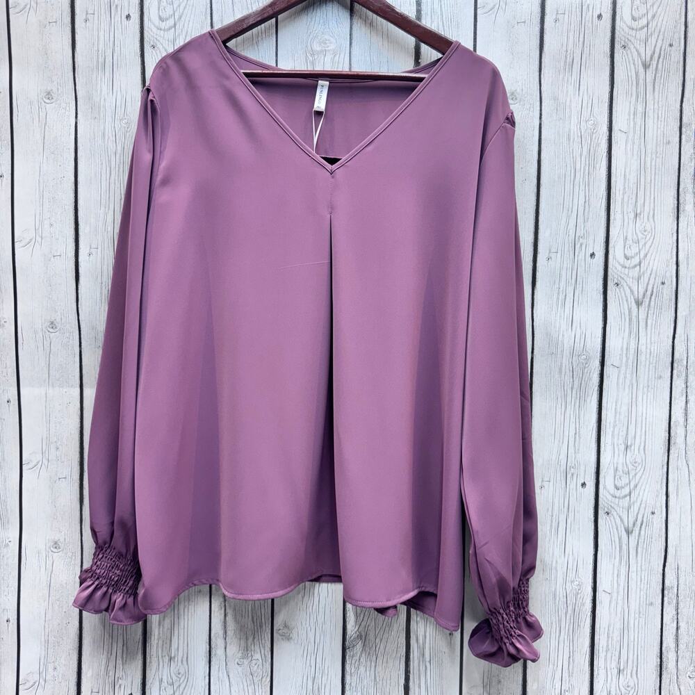 NWT Funlingo Mauve Long Sleeve Blouse Size 3X
